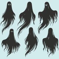 Silhouette halloween ghost collection. vector
