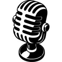 Rectangular professional microphone with noise reduction in monochrome. Simple minimalistic in black ink drawing on white background vector
