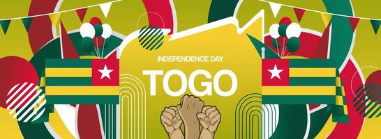 Festive background to celebrate Togo independence. Wide banner in flag colors suitable for use as a modern greeting card vector