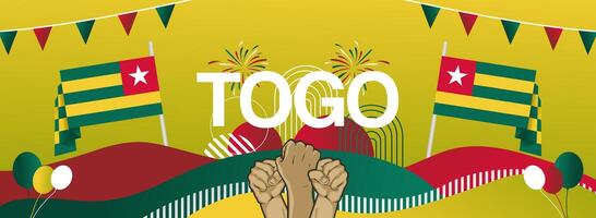 Modern banner for Togo independence day or public holiday. Latest greeting card to use as poster, web header, party event vector