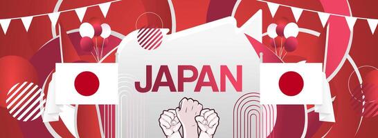 Modern banner with abstract shapes in the colors of the Japanese flag. Creative banner for national day or founding day of Japan. Suitable for use as a greeting card vector