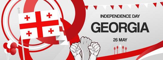 Georgia independence day background in modern red and silver color combination. National day web header or poster design to commemorate vector