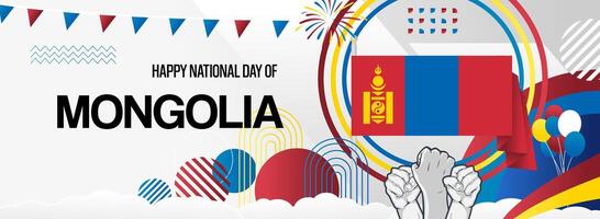 Festive greeting card template for Mongolia national day, can also be used as web header or horizontal poster vector