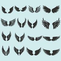 Elegant Vintage Wings Silhouette Set vector