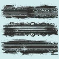 Grunge Black Borders Set for Design vector