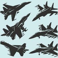 Dynamic Fighter Jet Silhouette in Flat Style vector