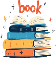 A stack of books with the word book written on it png