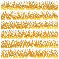 Flames of Different Sizes Flat Fire Borders Set vector