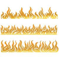 Flat Fire Borders Collection with Varying Flames vector