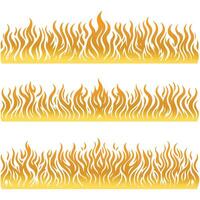 Flat Fire Borders Set with Flames of Different Size. vector