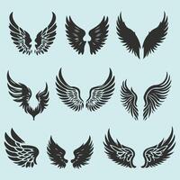 Retro Silhouette Vintage Wings Illustration vector