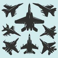 Modern Fighter Jet Silhouette in Flat Design vector