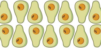 Pattern avocado fruit on a white background. vector