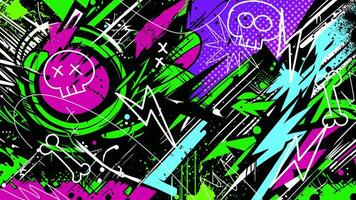 Raw and mutiples colors of graffiti background with throw-up, scribble, grunge and tagging with splatter effects vector