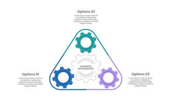 3 process infographic gears design. Business presentation, diagram, system, report, strategy and planning. vector