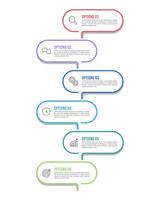 Vertical Infographic 6 Steps to Success. Infographic curve line design template. Business presentation, Planning, Brochure, Banner, Milestone and Timeline. vector