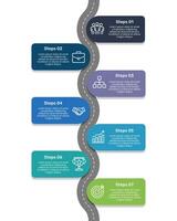 7 Steps Infographic timeline. Business template presentation design. Milestone, Roadmap, Strategy and Plan. vector