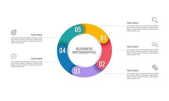 5 process infographic circle design. Business presentation, pie, cycle, system, strategy and planning. vector