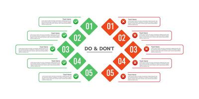 Do's and Don'ts or Pros and Cons. Infographic arrow design. Infographic comparison table. Business presentation, VS, Versus, Comparison. vector