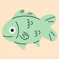 Cute green fishes in a simple, flat, doodle style. For the design of fabrics, posters, wrapping paper vector