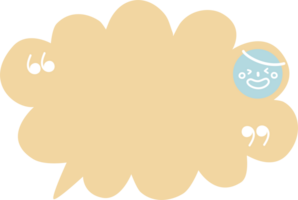 collection set of cute doodle hand draw facial expression yellow color speech bubble balloon with character facial expression, text box think speak talk banner png