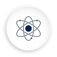 Atom icon in neomorphism style for mobile app. Button for mobile application or web. on white background vector