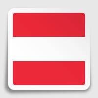 Austria flag icon on paper square sticker with shadow. Button for mobile application or web. vector