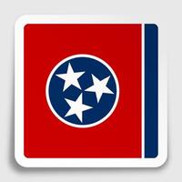 american state of Tennessee flag icon on paper square sticker with shadow. Button for mobile application or web. vector