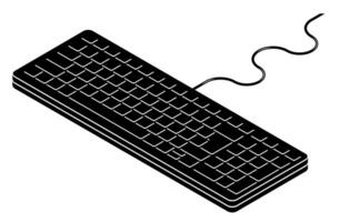 black and white monochrome personal computer keyboard. Simple contrast isolated vector
