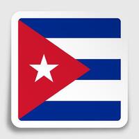 Cuba flag icon on paper square sticker with shadow. Button for mobile application or web. vector