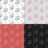 set of seamless patterns with Female folding fan of Japanese geisha. Ornament for decoration and printing on fabric. Design element. vector