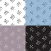 set of seamless patterns with Clapper board for shooting film in open position. Ornament for decoration and printing on fabric. Design element. vector