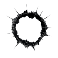 Abstract black circular shape with sharp edges transparent png