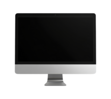 Modern desktop computer with blank screen display transparent png