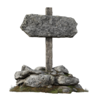 Rustic wooden signpost standing on rocky terrain transparent png