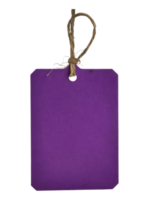 Purple tag hanging on a twine loop in daylight transparent png