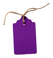 Simple purple tag with twine for labeling items transparent png