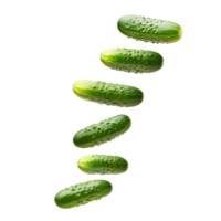 Fresh cucumbers stacked in a playful arrangement transparent png