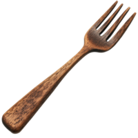 un' di legno forchetta riposo su un' tavolo con rustico fascino trasparente png