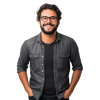 Casually dressed man with glasses indoors transparent png