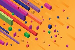 Modern abstract isometric and geometric with bright orange background vector