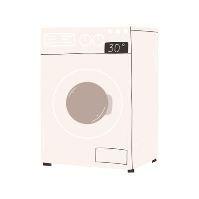 Washing machine in flat style. Isolated hand drawn washing machine. illustration.