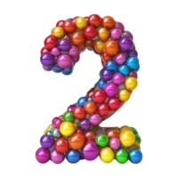 The number two is made up of colorful balls png