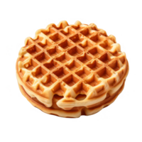 A Single Round Waffle with Crisp Edges and a Golden Brown Hue png