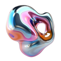Abstract 3D Metallic Object with Multicolored Iridescent Surface png