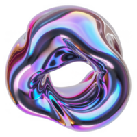 Abstract 3D Render of an Iridescent, Fluid, Amorphous Shape with a Hole png