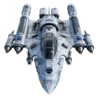 Futuristic Spaceship with Detailed Design and Multiple Thrusters png
