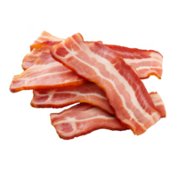 Close-up of several strips of cooked bacon on a transparent background png