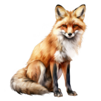 A Red Fox Sitting with Its Tail Behind It on a transparent background png
