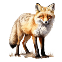 A Red Fox Standing in Tall Grass with a transparent background png